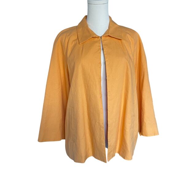 NWT Coldwater Creek Linen Blazer 3/4 Sleeves Pastel Tangerine Lagenlook SZ XL - Picture 1 of 8
